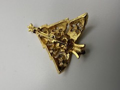 Vintage Gold Christmas Tree Brooch Multi Colored Rhinestone 4.5cm BB15