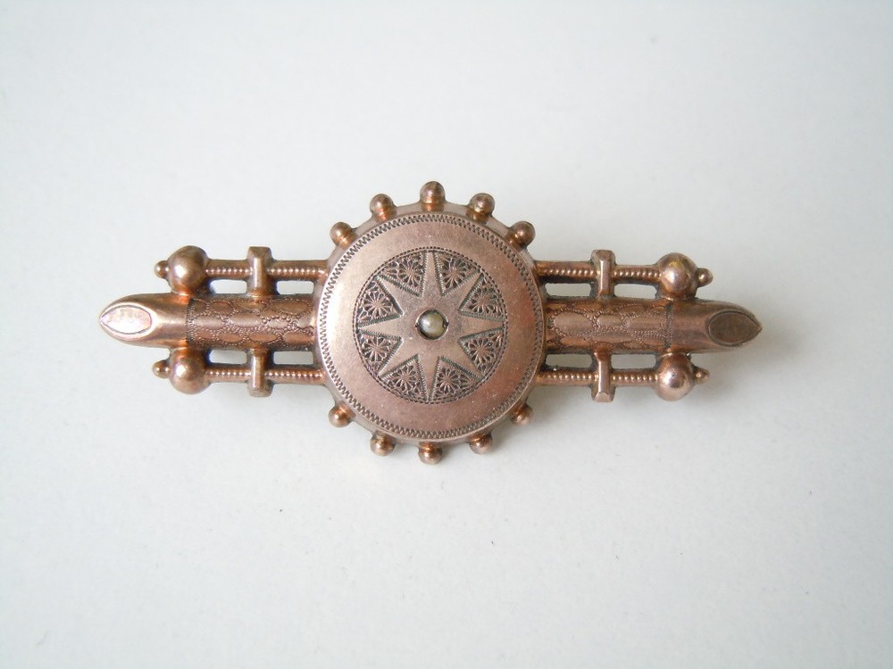 Antique Brooch Seed Pearl 3.8 G / 4.5 X 1.9 Cm