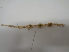 Vintage Sorrento Goldtone Filigree Link Bracelet Jade Cabocho