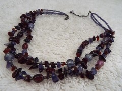 Cranberry Purple Glass Bead Necklace (A57)