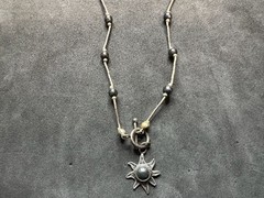 5.75g Vintage Sterling Silver 925 Sunburst Beaded Pendant Necklace 16 in M