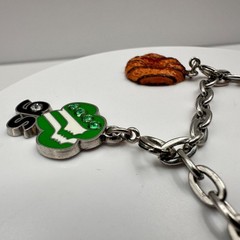 Vintage Y2K CHARM IT! Girl Scouts Bracelet Samoas Cookie Trefoil Rhinestone Boho