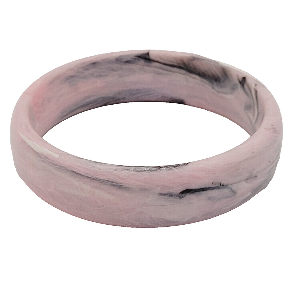 Pink Marble Swirl with Gray Black Abstract Chunky 1990s Bangle Bracelet