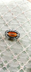 Vintage Art Deco Sterling Silver Brooch with Dragons Breath Fire Opal Cabochon B