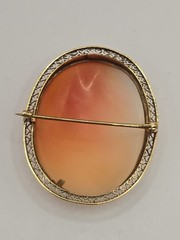 Antique 10K Gold Pink Shell Cameo Brooch Gross Weight 12.4 grams 1 3/4 x 1 1/12