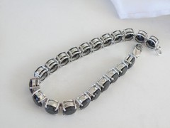 Sterling Silver 925 Natural 50tcw Black Spinel Tennis Bracelet 8″