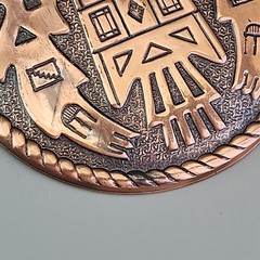 Vintage Copper Bell Kachina Pendant Necklace 29″ Large Round 2 5/8″