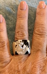 Vintage Stunning Carved Mother Of Pearl (Zebra Colors) Ring -Size 5.25
