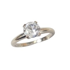 Vintage 14k white gold White Topaz Solitaire Ring 1.25 carat