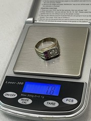 Vintage 10K Yellow Gold Mens Ring 7.8g Clear Red Stones Estate Jewelry Size 9.5