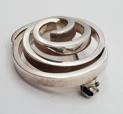 VTG 925 Spiral Brooch 1.25in Sterling Silver Solid 15g Abstract 3D Geometric