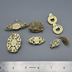 Vintage 1928 Jewelry Lot Ceramic Rose Flower Rhinestone Victorian Faux Pearl