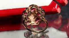 14k yellow gold ring 4.00ct rhodolite garnet diamond sz 5.25 vintage 4.95g N3511