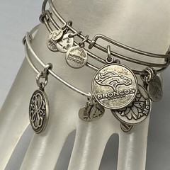 Alex Ani Bracelet Charm Lot 3 Silver Tone Dangle Mom Broncos NFL Sports Symbol