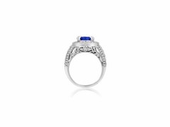 LARGE 3.51CT DIAMOND & AAA TANZANITE 14KT WHITE GOLD 3D FILIGREE ENGAGEMENT RING
