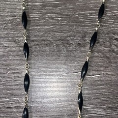 Vintage 30in Black Twist Bead Station Necklace Gold Tone Opera Length MCM No Pit
