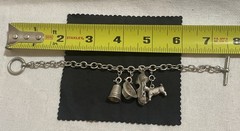 Vintage Estate 925 Sterling Silver Link Charm Bracelet 4 Charms Dog Car Hat 30g