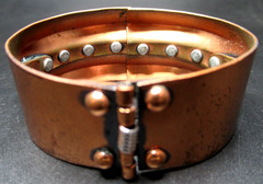 RENOIR Copper Beaded Vintage Hinged Bangle Bracelet