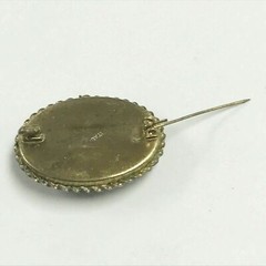 e836 Vintage Italian Mosaic Flower Multi Color Oval Pin Brooch