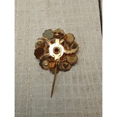 Vintage Gold Tone Multi Color Rhinestone Flower Brooch Pin 1950s -1970s MCM 1″