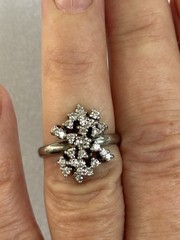 1.00 ct Round Diamond Cluster 14K White Gold Ring Vintage