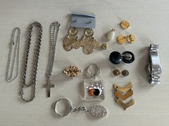 Vintage Jewelry Mixed Lot Earrings Necklaces Keychain Pin Gold Tone Silver AS IS