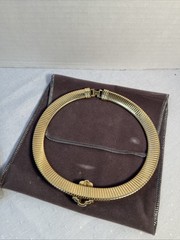 AVON 1886-1986 Gold Tone Omega Rhinestone Choker Necklace 100th Anniversary VTG