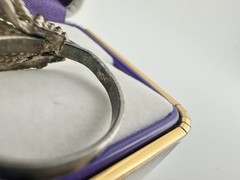 Antique European 800 Silver Adjustable Ring Blue Enamel Sz7 Signed RARE Read