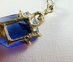 Vintage BSK Blue Glass Crystal Leaf Demi Parure Necklace Bracelet Earrings SET