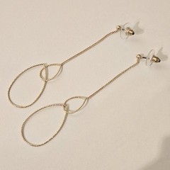 Delicate Rope Teardrop Drop Earrings Gold Tone Post Vintage Dainty Chain Boho