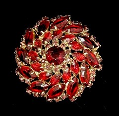 Vintage Juliana? Red Crystal Red AB Brooch Great Condition Large Open Back