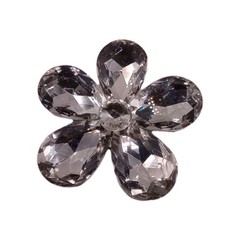 Vintage Floral Rhinestone Daisy Brooch Clear Crystal Silver Tone 80s NOS 2 in D