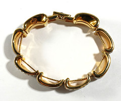 Vintage Swarovski Black Enamel & Clear Crystals Rhinestones Gold Bracelet 7 Inch