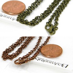 Iron 23 1/2 inch Antiqued Rolo Plain 3mm Thick Chain Necklaces w/ Lobster Clasp