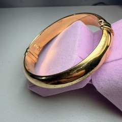 Hollow Gold Wash 925 Sterling 6-3/4″ x 1/2″ ITALY Vintage hinged Bangle Bracelet
