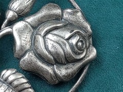 DANECRAFT Sterling Silver Rose Flower Pin: 2.25″ Diameter, 17 grams
