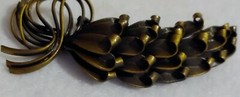 Smooth And Textured Metal Alloy Floral – Brooch / Pin – 1 1/4in x 3in LONG