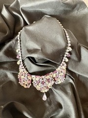 Vintage Signed Hobe’ Parure Amethyst Rhinestone Necklace Bracelet Earrings RARE
