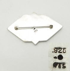 Vintage geometry modern gold plated sterling silver garnet pin Yes Silver Studio
