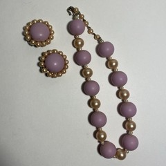 Vintage Elegant Lavender and Faux Pearl Beaded Jewelry Set