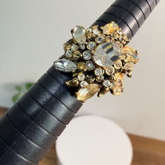 Vintage Signed Hollycraft 1952 Rhinestone Adjustable Ring