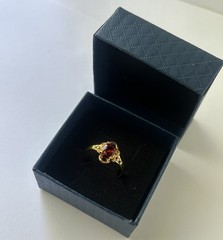 Vintage Red Cubic Zirconia Ring Gold Plated Womens Size 9.5