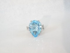 Vintage Sterling Silver 925 Large 13CT Natural Heated Blue Topaz Ring Size 7