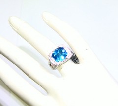 Victorian 14K Gold Natural Diamond Topaz Samuel B Benham BJC Designer Ring Deco