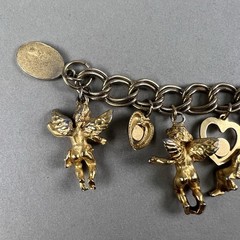 Vintage Kirks Folly Charm Bracelet Watch Angels Hearts Works! AS IS q3z