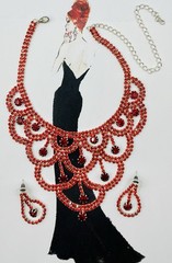🔥Vintage Style Red Bib Necklace Earrings Set Not Signed (was $110.)