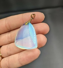 Vintage Reverse Carved Opalite Opaline Glass Volcano or Mountain Japan Pendant