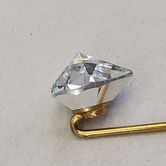 Antique Heart Stick Pin Clear Glass Stone Gold Filled Victorian