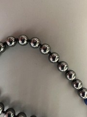 Natural HEMATITE stone NECKLACE with crystals, round beads, 29 in Non-Magnetic