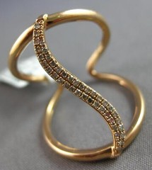 ESTATE LARGE .16CT DIAMOND 14KT ROSE GOLD 3D CLASSIC WAVE TENSION FUN RING